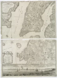 Plano de la ciudad de Nueva York en América del Norte levantado en los años 1766 y 1767 publicado en el Atlas de Faden, 1776